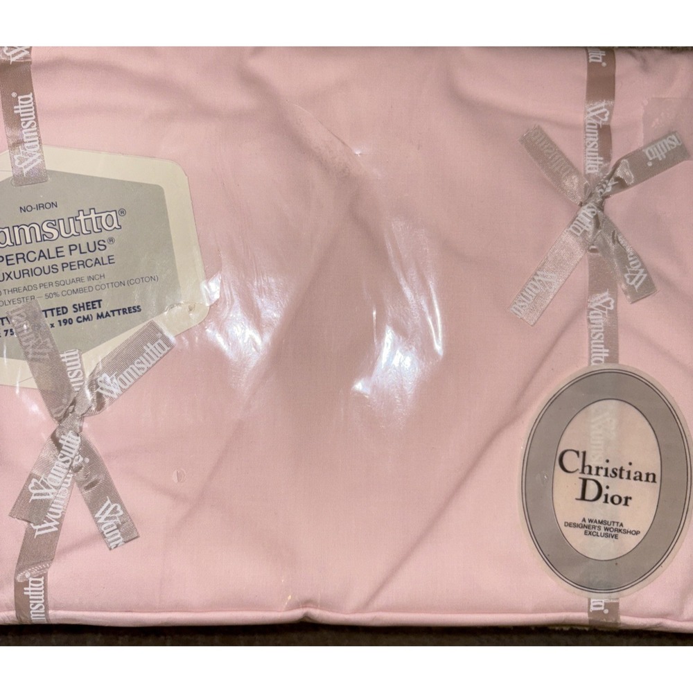 Vintage Christian Dior Wamsutta Supercale Plus twin pink Flat Sheet NEW SEALED